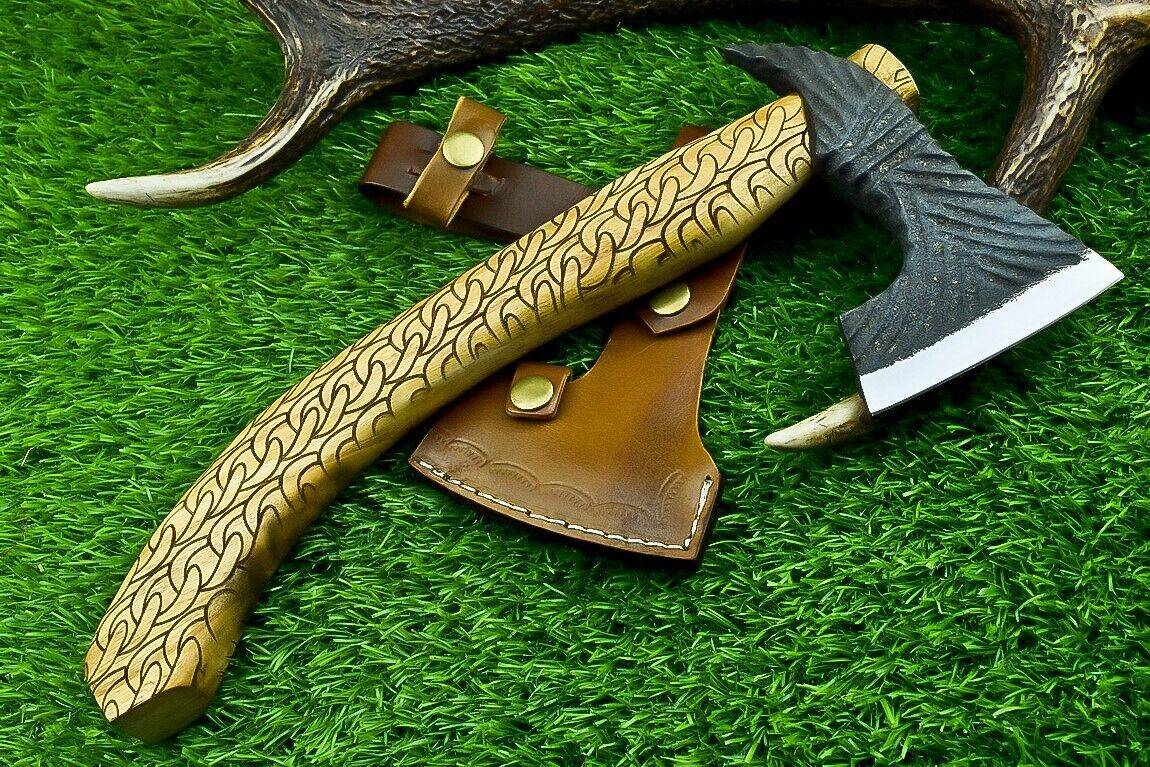 Handmade Viking Axe – Carbon Steel Tomahawk Hatchet with Olive Wood Handle