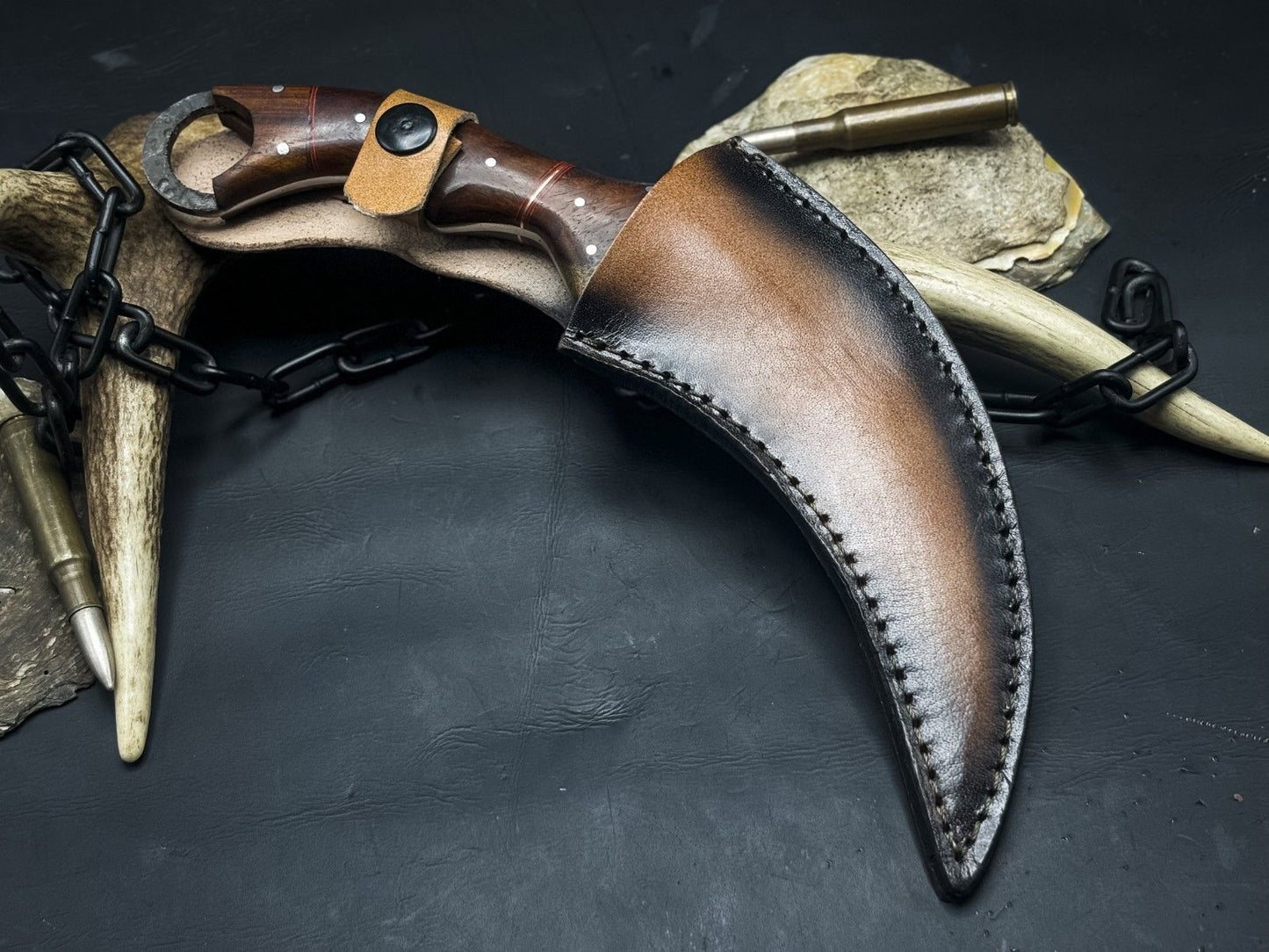 10" Handmade Damascus Karambit Knife Best Karambit Knife With Wood Handle