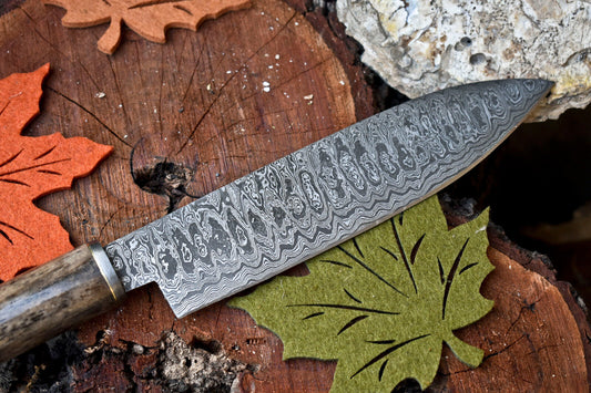 12.0" Handmade Damascus Steel Chef Knife – Full Tang Kitchen Knife, Razor Sharp Edge