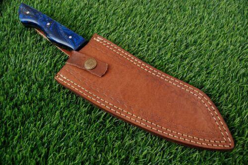 Custom Handmade Damascus Steel Hunting Dagger Knife with Leather Sheath | 12" Fixed Blade Kukri