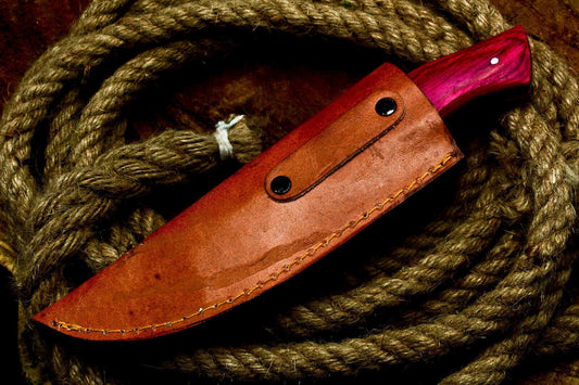 8" Handmade D2 Steel Skinner Knife | Hardwood Handle Full Tang Hunting EDC with Sheath