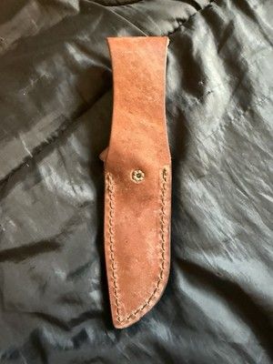 Heritage Forge Mini Damascus Hunting Knife with Fixed Blade and Leather Sheath