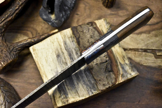 Hand Forged Knife Chef Knife – Twist Damascus Walnut Wood Hiking & Kitchen Knife