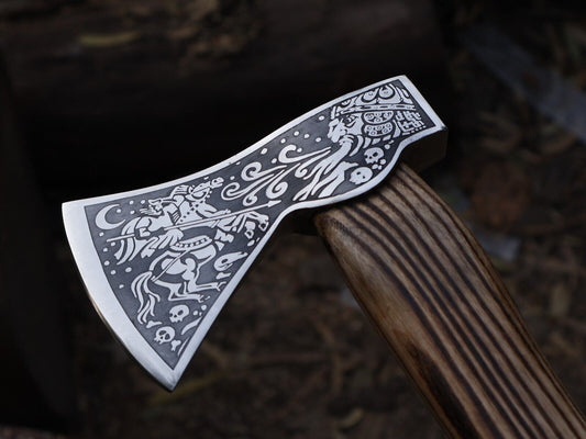 18 Inch Handmade Viking Throwing Axe with Ash Wood Handle and Leather Sheath