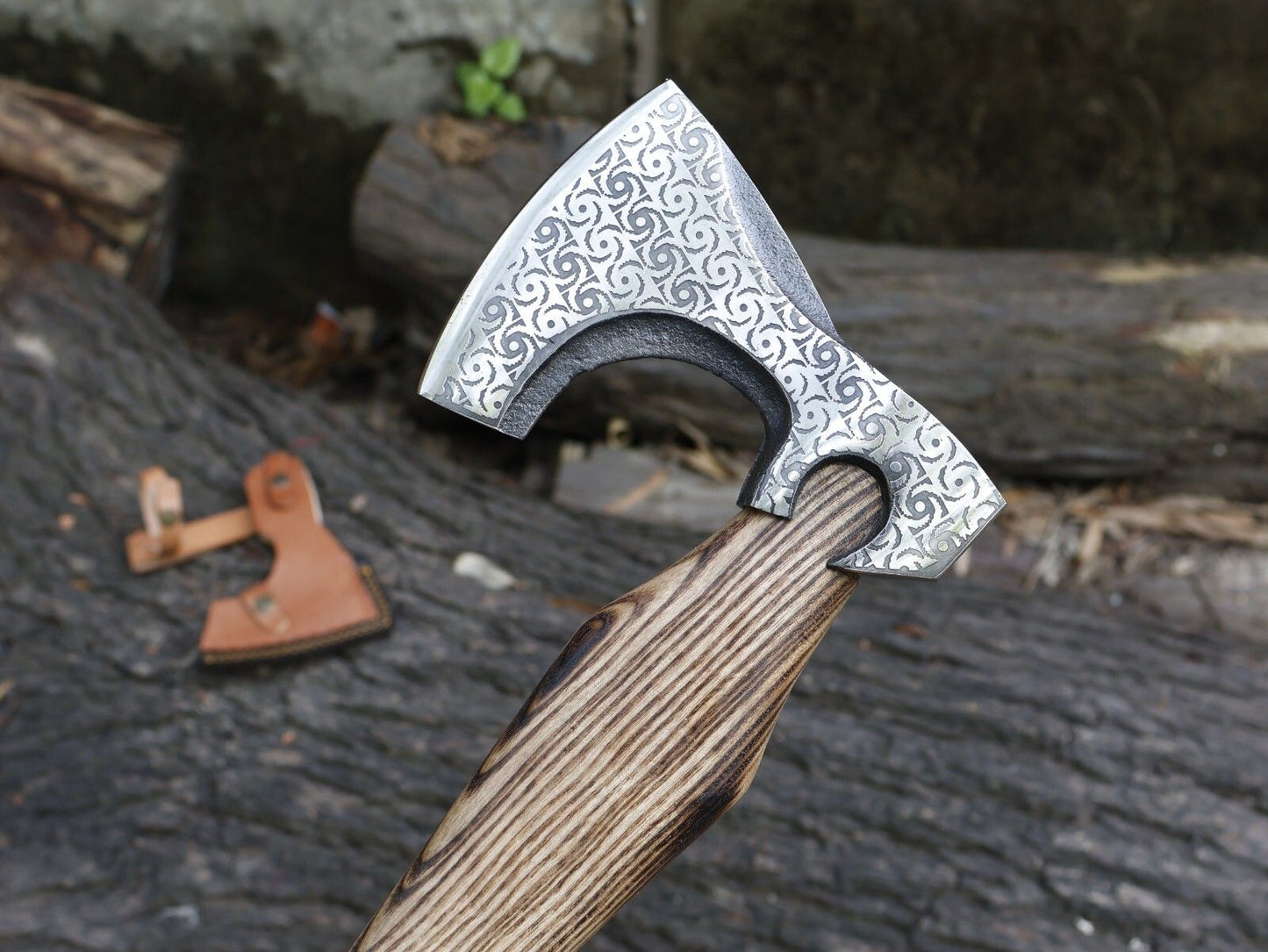 18 Inch Hand Forged Viking Tomahawk with Ash Wood Handle and Leather Sheath