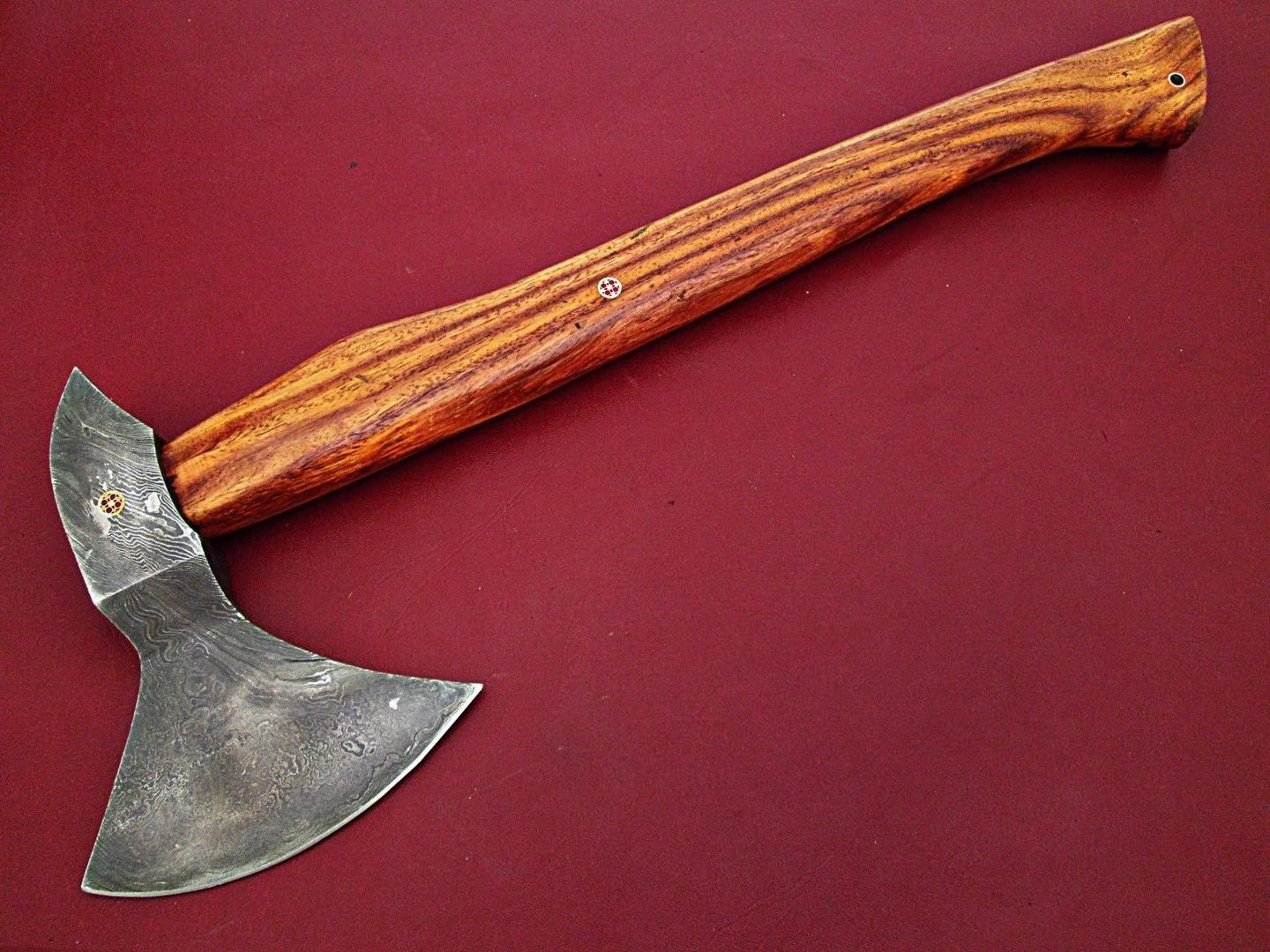 Custom Handmade Damascus Axe with Walnut Wood Handle 17 Inch