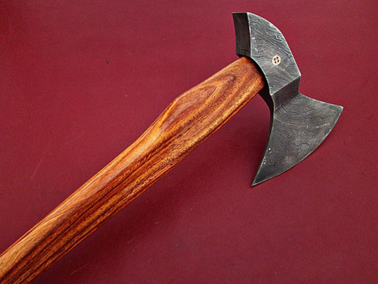 Custom Handmade Damascus Axe with Walnut Wood Handle 17 Inch