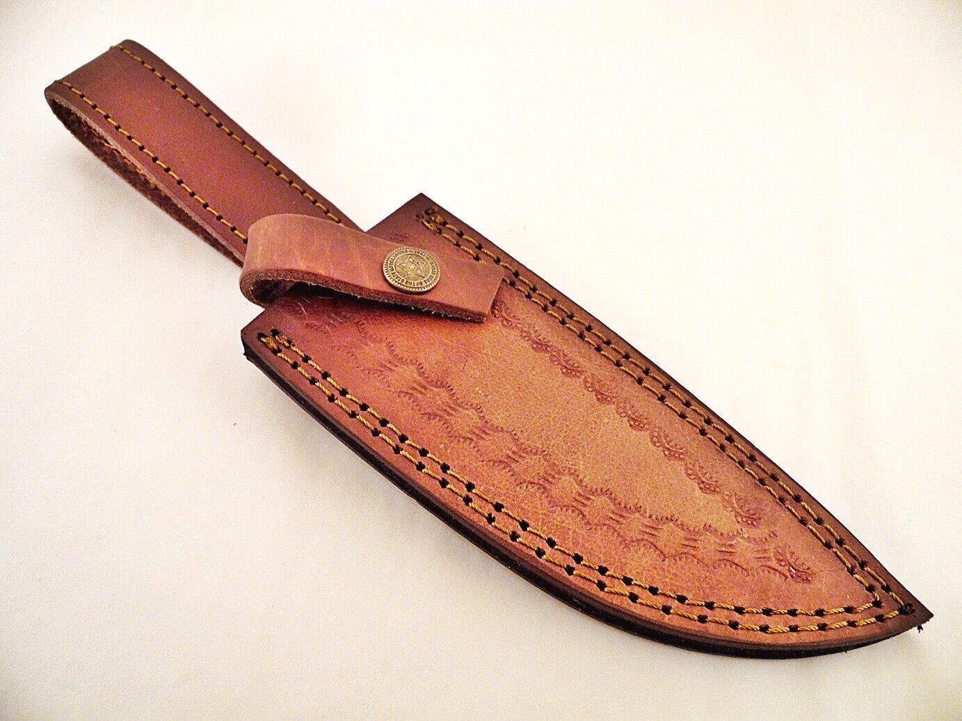 10.25" Custom Damascus Bowie Knife with Stag Horn & Brass Pommel