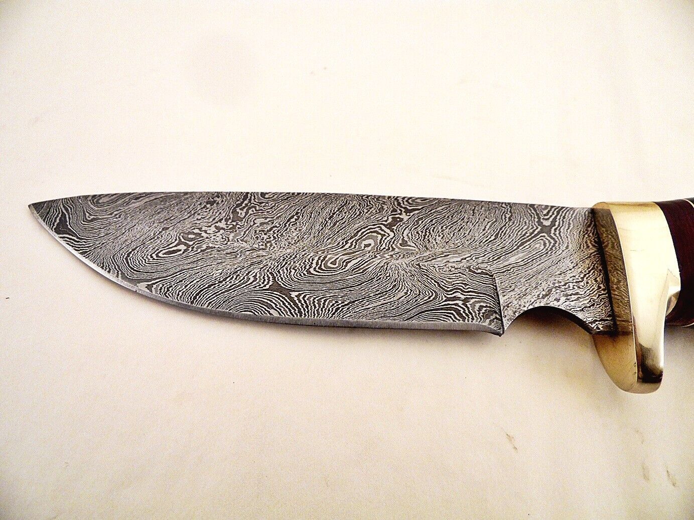10.25" Custom Damascus Bowie Knife with Stag Horn & Brass Pommel