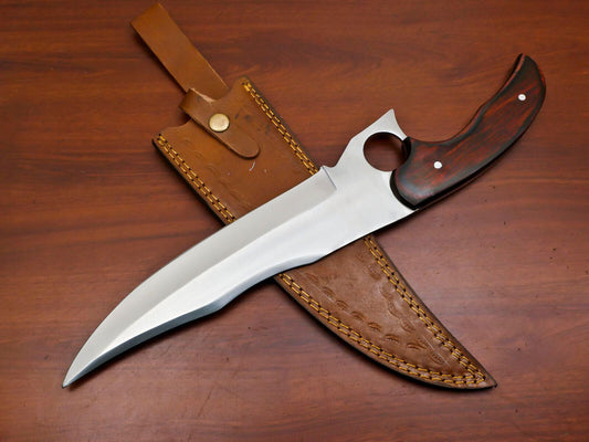 16" Handmade D2 Steel Full Tang Bowie Hunting Knife with Pakka Wood Handle – Fixed Blade