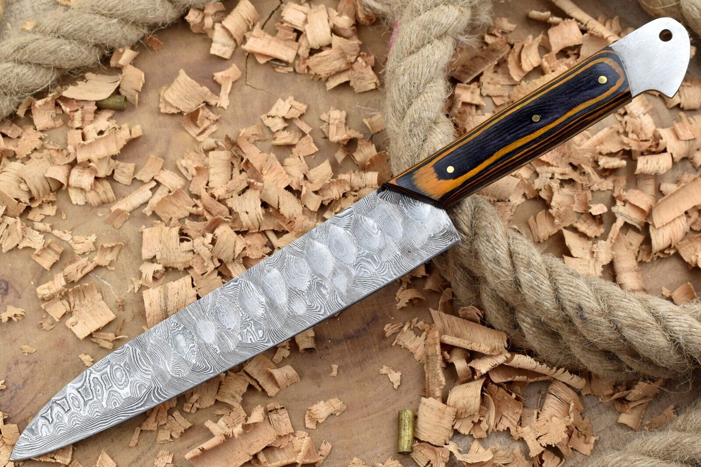 Custom Handmade Damascus Steel Kitchen Chef Knife | 12" Forged Blade with Sturl Open Tang Handle