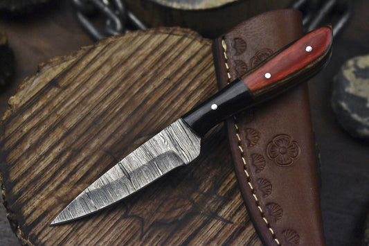 Custom Twist Damascus Skinner Knife Hardwood Micarta Bolster 6" EDC Hiking Blade