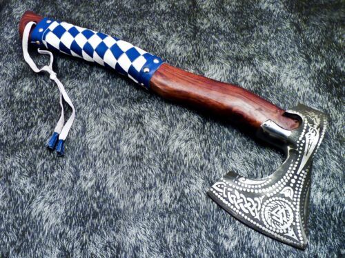 Custom Handmade Viking Tomahawk Hatchet – Hand Forged Carbon Steel Throwing Axe with Leather Wrapped Handle and Sheath