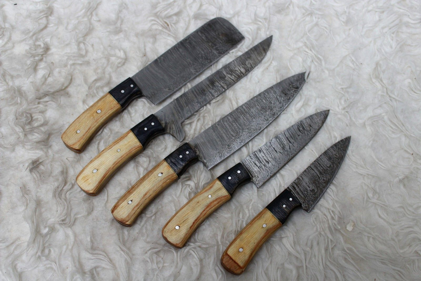 5-Piece Handmade Damascus Steel Chef Knife Set