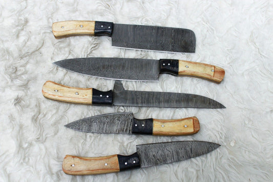 5-Piece Handmade Damascus Steel Chef Knife Set