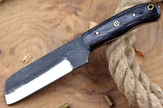 Custom Handmade Carbon Steel Bull Cutter Knife W/Sheath Cowboy Bull Cutter Knife