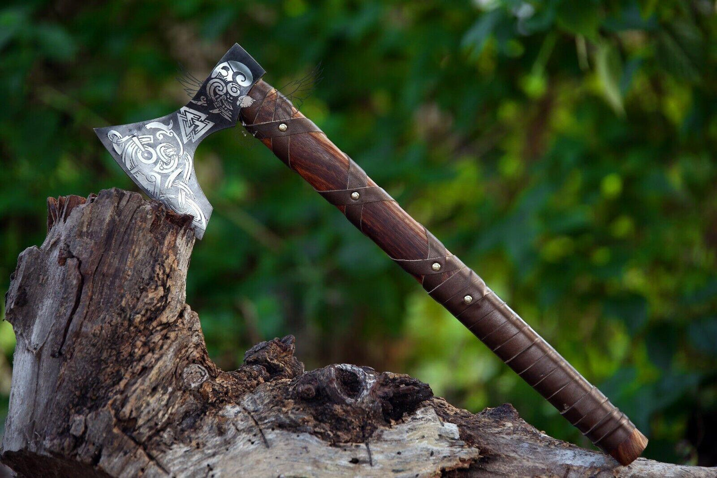 Hand Forged Ragnar Lothbrok Viking Axe 24 Inch High Carbon Steel with Walnut Handle