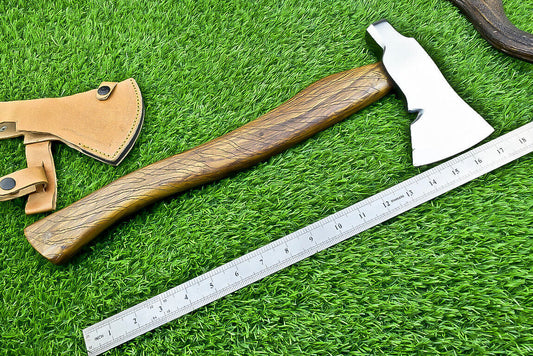 Handmade Viking Hammer Axe Bearded Hatchet with Carbon Steel Blade and Wooden Handle