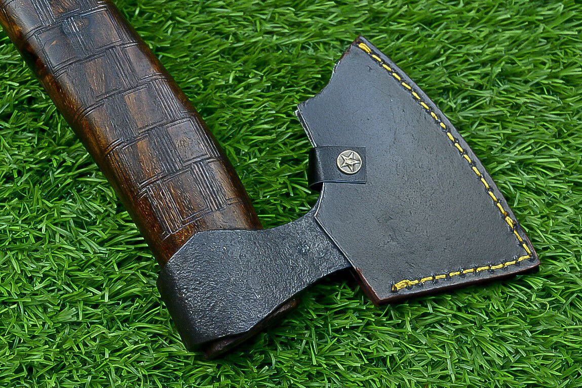Handcrafted Viking Carbon Steel Tomahawk Axe with Leather Sheath