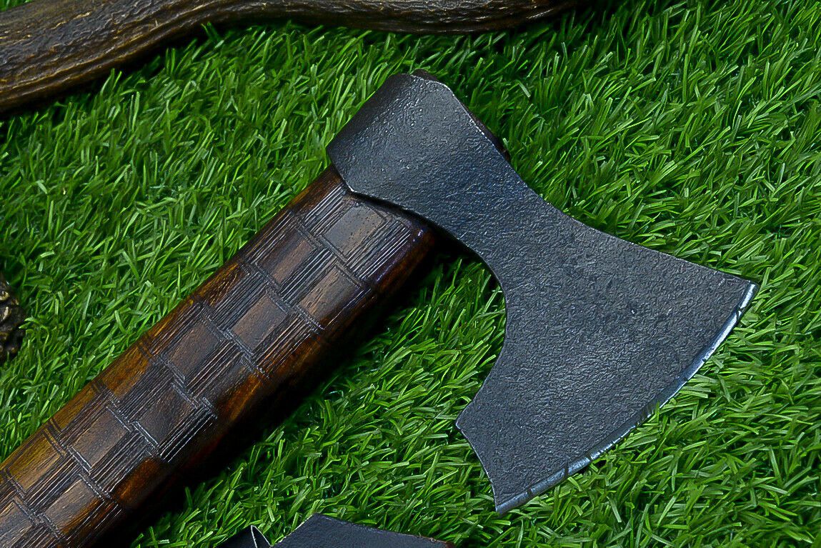 Handcrafted Viking Carbon Steel Tomahawk Axe with Leather Sheath