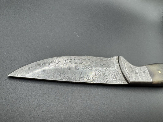 Heritage Forge Damascus Steel Bowie Hunting Knife with Custom Sheath – 9" Overall, 4.5" Blade