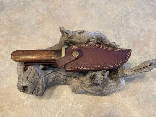 Heritage Forge Damascus Steel Bowie Knife with Rosewood Handle and Brass Hilt