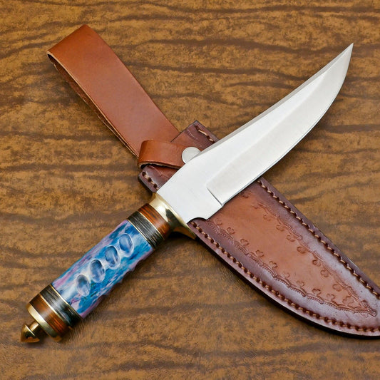 Custom Handmade 12 Inch D2 Steel Blade Hunting Bowie Camping Knife