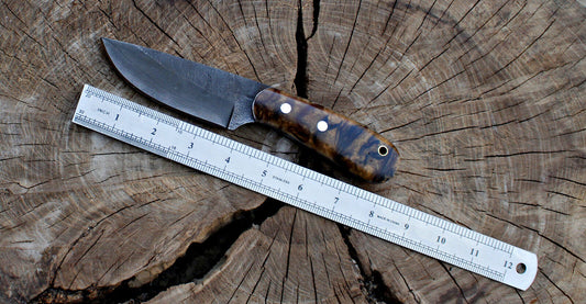 Full Tang D2 Steel Skinner Knife | Hunting & EDC with Leather Sheath