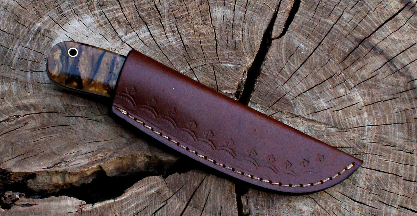 Full Tang D2 Steel Skinner Knife | Hunting & EDC with Leather Sheath