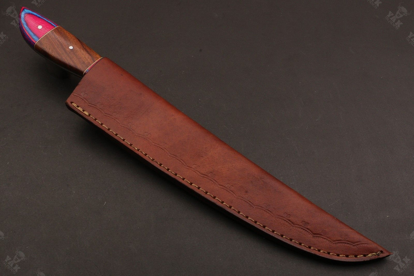 13.5" Custom Handmade Damascus Fillet Knife Fire Damascus Steel Fillet Knife W/Sheath