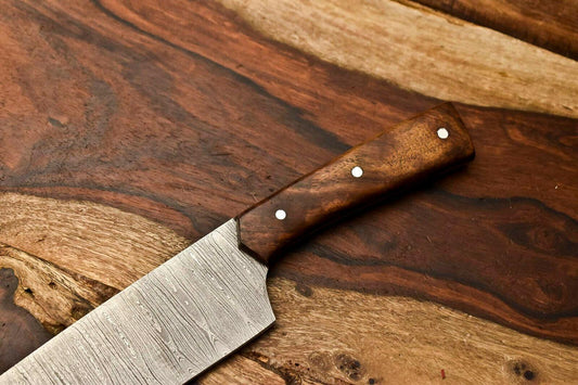 Gorgeous Custom Hand Made Damascus Blade Chef Hunting Knife | HARD WOOD