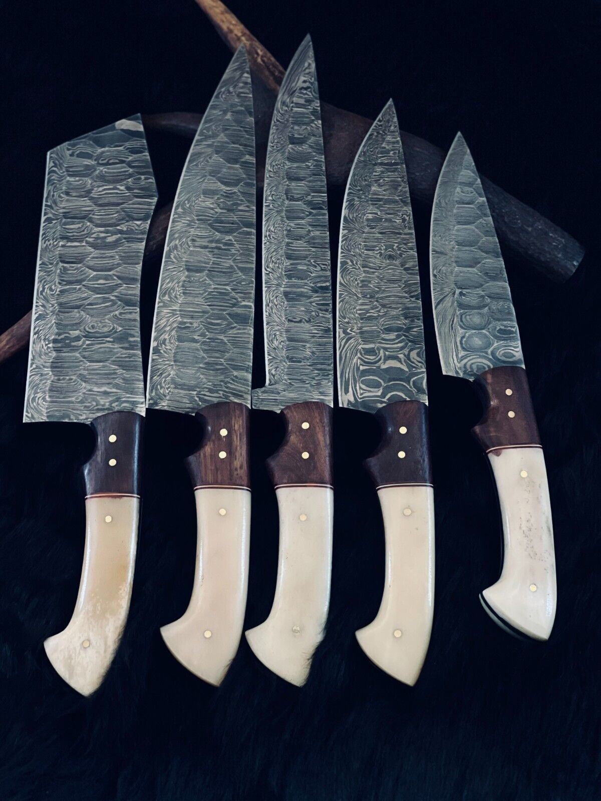9" to 13" Custom Handmade Damascus Steel Chef Set Kitchen Knives
