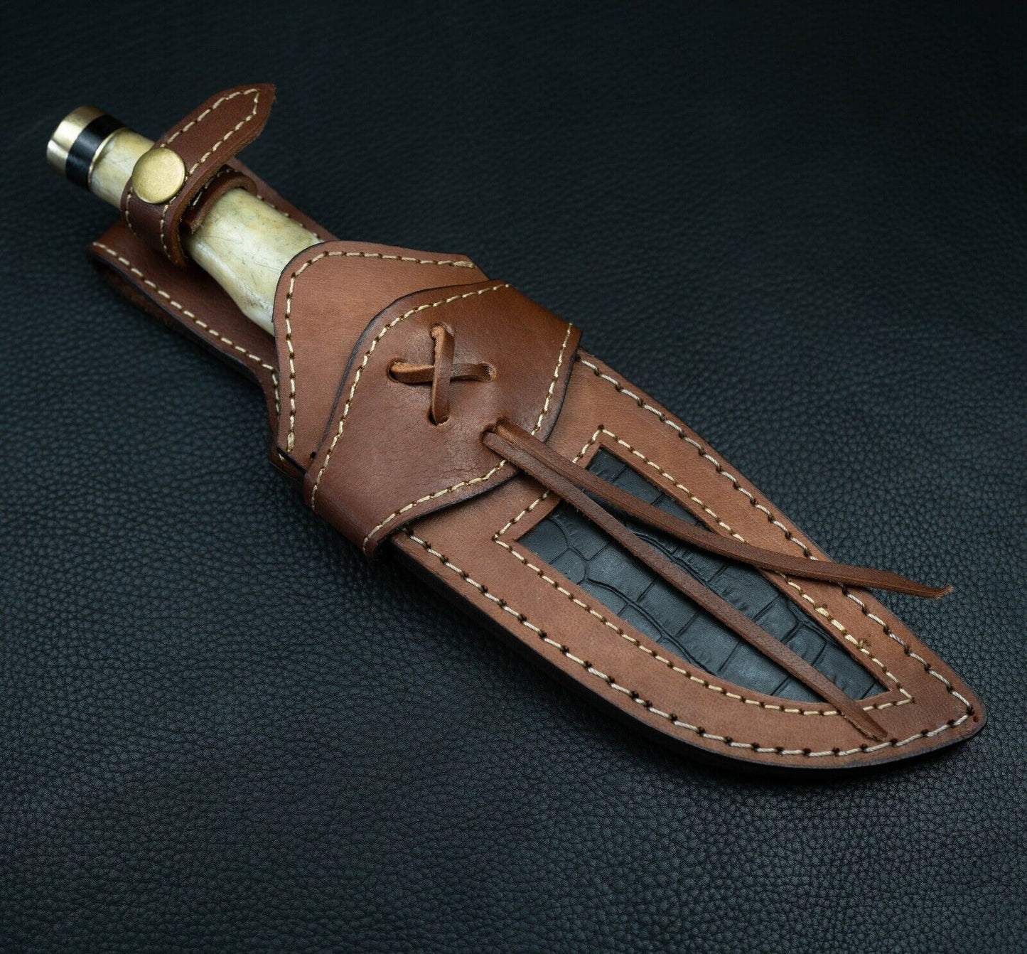 10 Inch Handmade Damascus Steel Hunting Knife with Stag Horn Handle