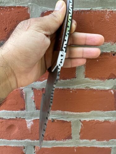 10" Handmade Damascus Steel Tracker Knife – Hunting, Survival, Bushcraft & Skinning Fixed Blade with Micarta Handle