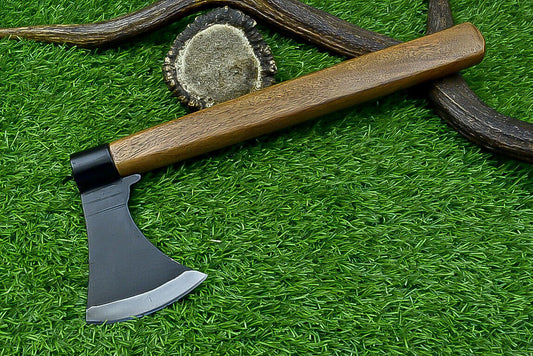 Authentic Viking Axe – Handcrafted J2 Steel Battle-Ready Hatchet Axe with Leather Sheath