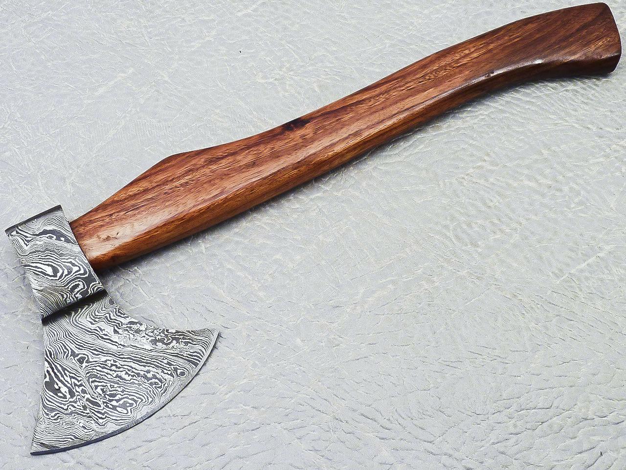 15" Handmade Damascus Steel Axe | Unique Hunting Axe With Natural Wood Handle
