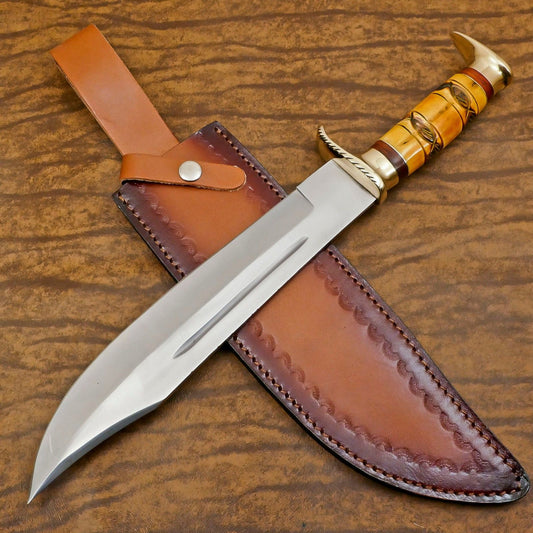 Custom Handmade D2 Steel Bowie Knife | 14" Hunting & Camping Fixed Blade
