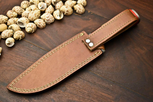 12” Damascus Bowie Knife – Camel Bone Handle