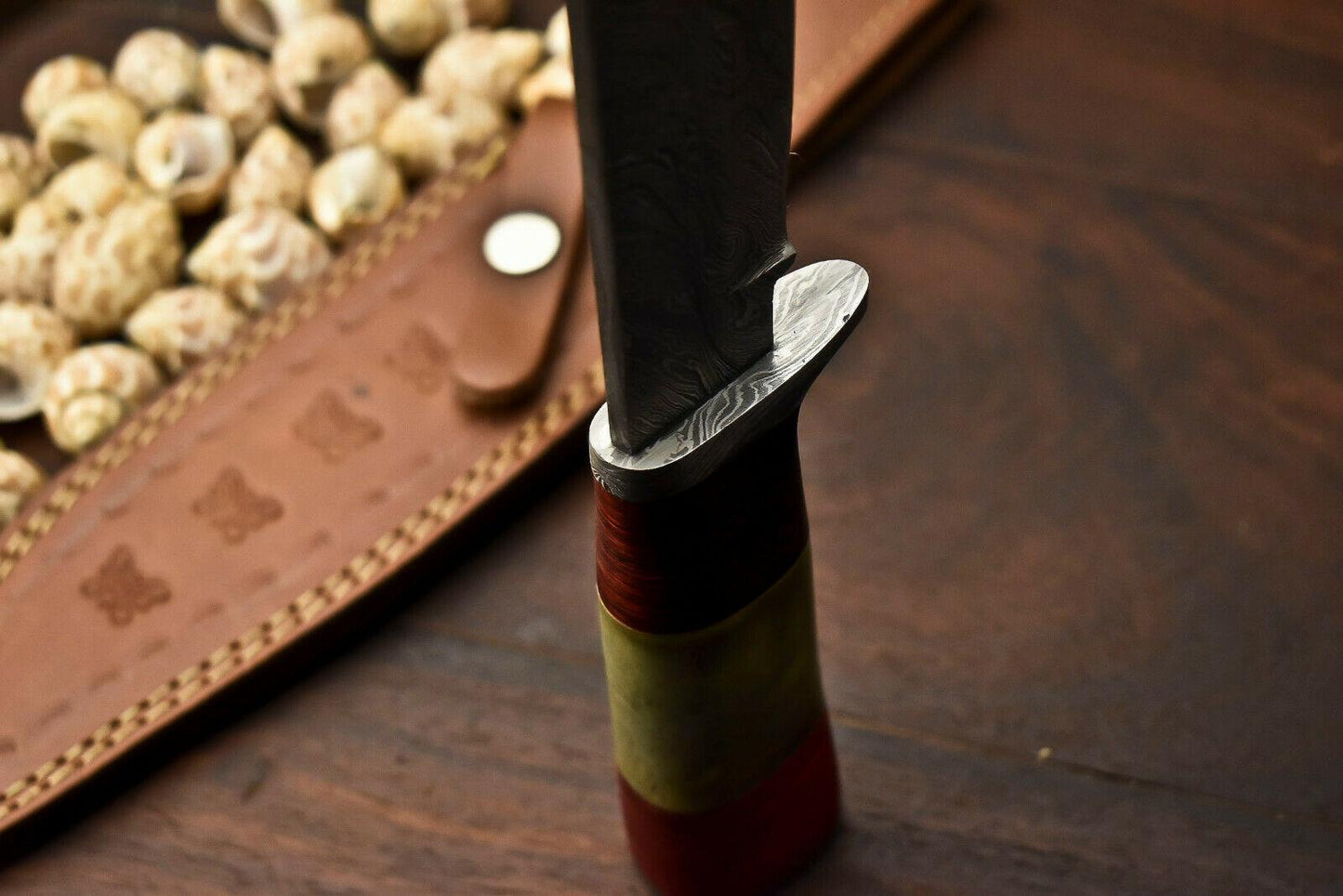 12” Damascus Bowie Knife – Camel Bone Handle