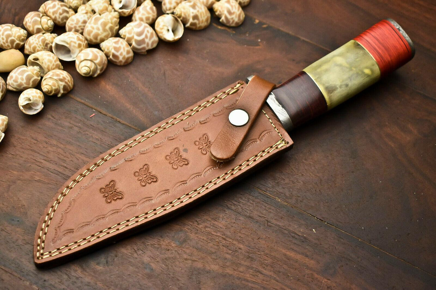 12” Damascus Bowie Knife – Camel Bone Handle