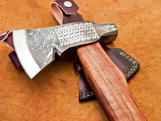 Custom Hand Forged Viking Bearded Steel Hatchet Tomahawk Axe 19 Inch Natural Wood Handle
