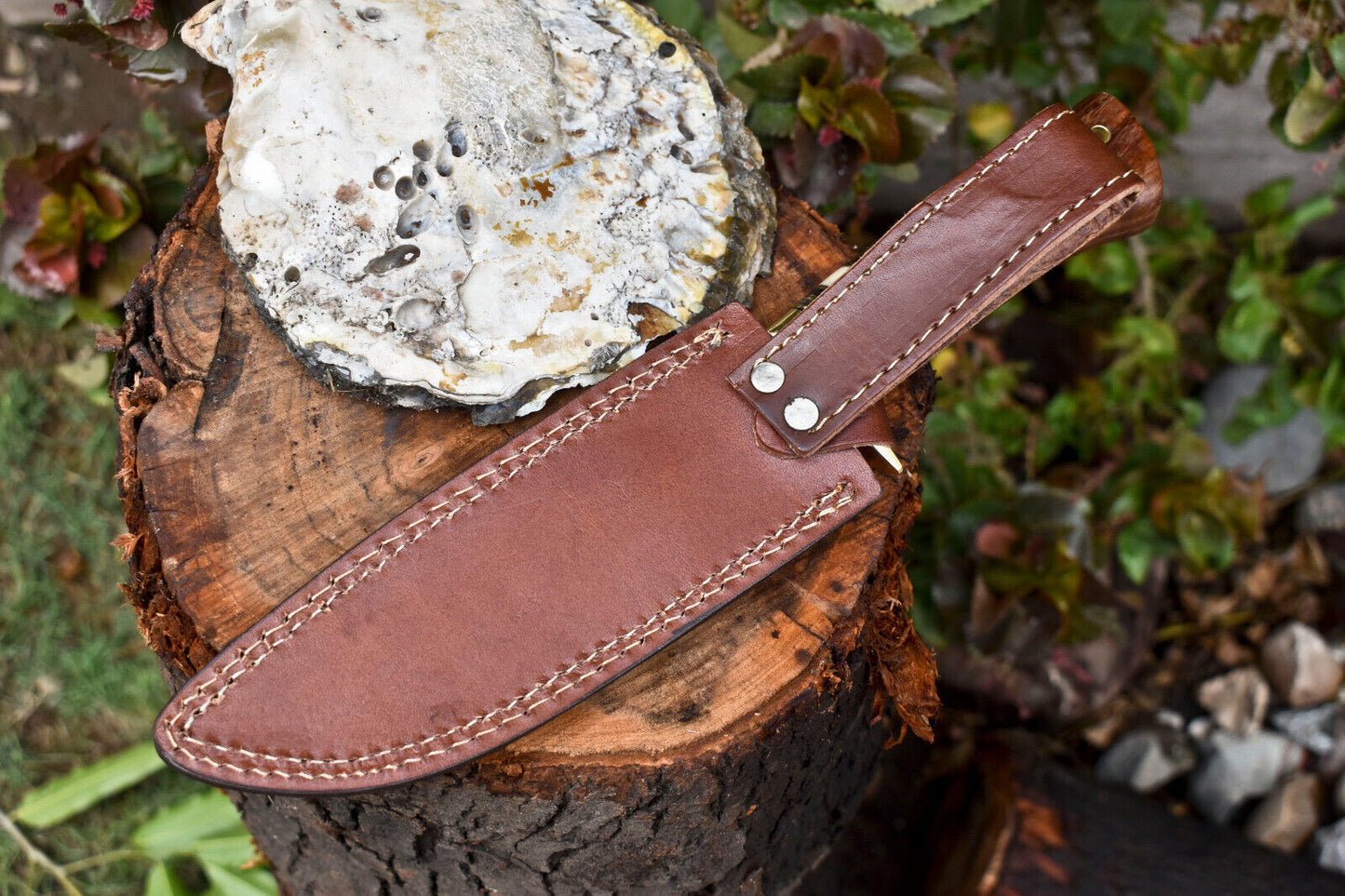 Custom Forged Damascus Handmade Hunting Camping Survival Bowie Knife With Wood Handle