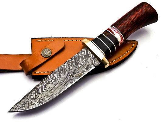 The Woodsman's Forge: 396-Layer Damascus Hunting Bowie with Walnut Handle