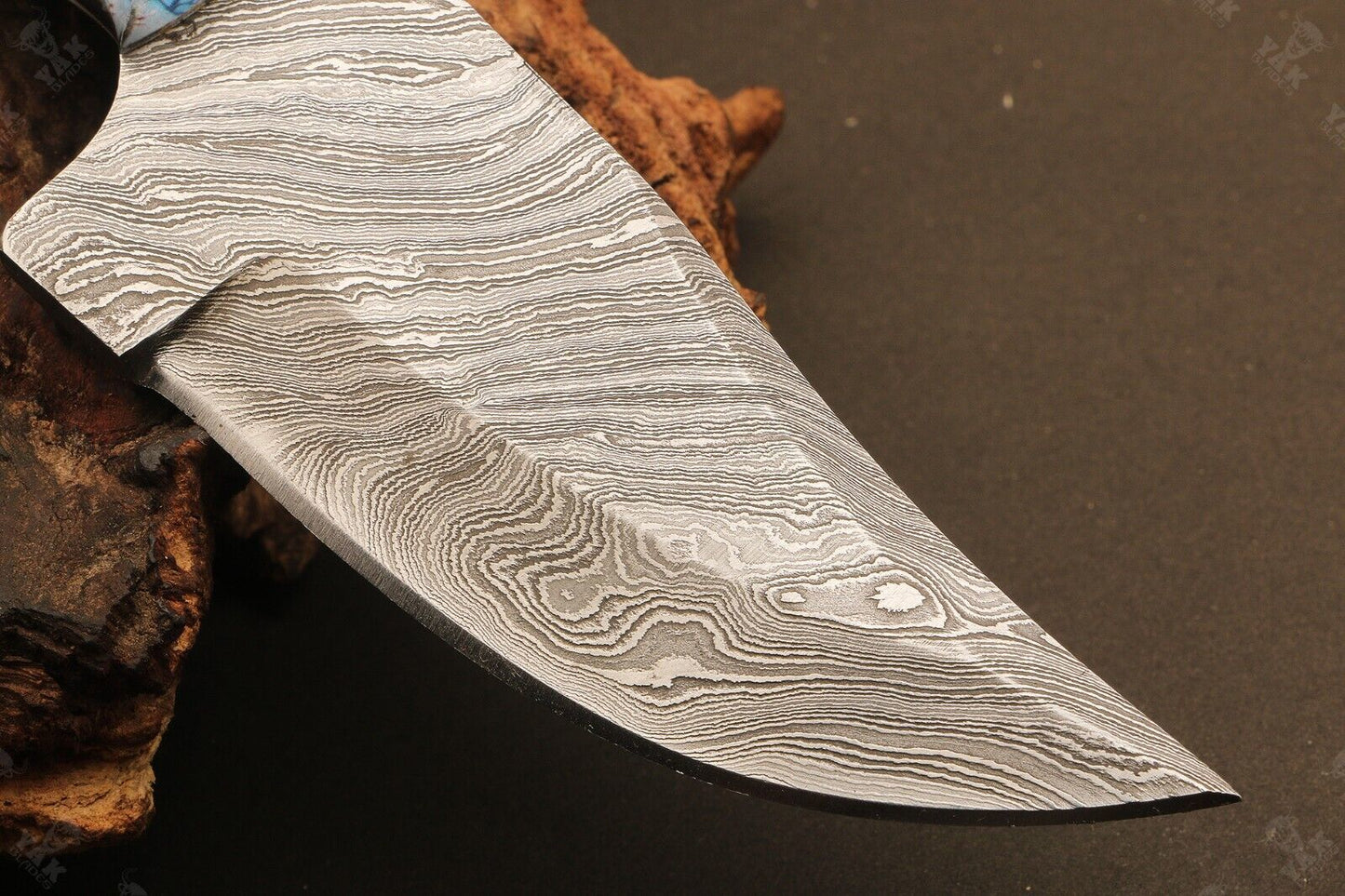 Heritage Forge 8 Inch Ladder Damascus Steel Bowie Knife with Resin Handle