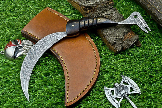 Handmade J2 Steel 8" Bowie Hunting Knife with Wooden Handle & Leather Sheath