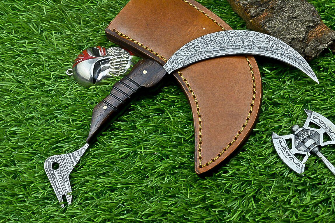 Handmade J2 Steel 8" Bowie Hunting Knife with Wooden Handle & Leather Sheath