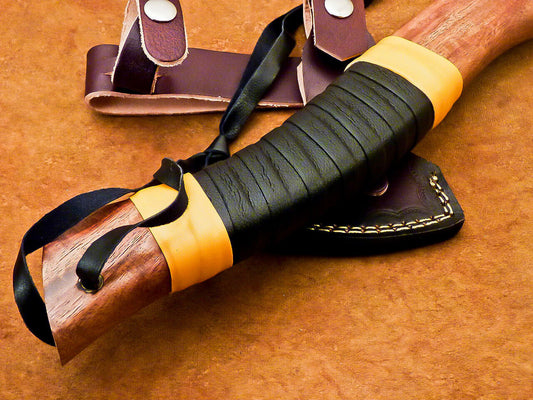 Forged Carbon Steel Viking Camping Hatchet Tomahawk Axe 15 Inch Natural Wood Handle