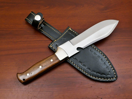 Handmade 12 Inch D2 Steel Full Tang Bowie Hunting Knife – Rosewood Handle