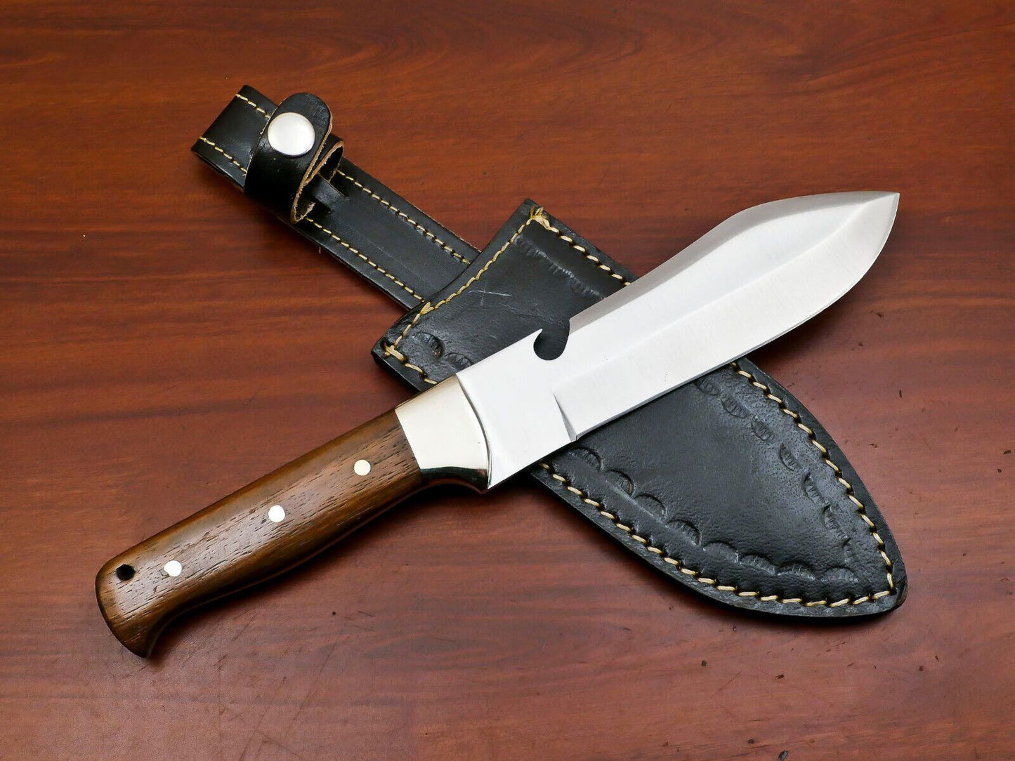 Handmade 12 Inch D2 Steel Full Tang Bowie Hunting Knife – Rosewood Handle