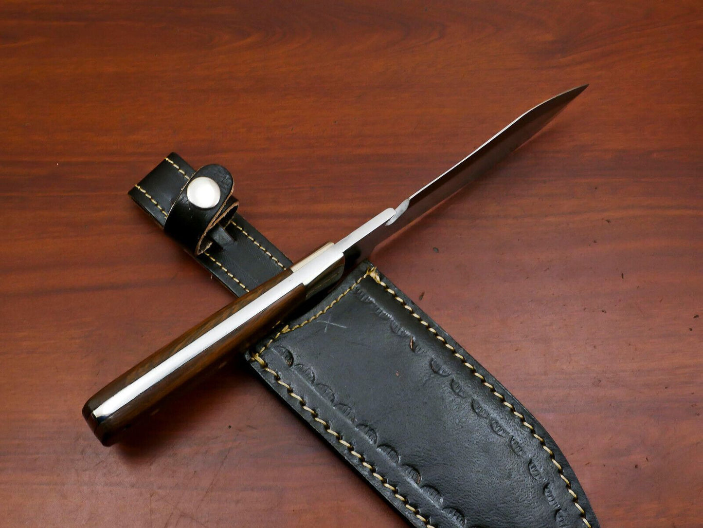 Handmade 12 Inch D2 Steel Full Tang Bowie Hunting Knife – Rosewood Handle